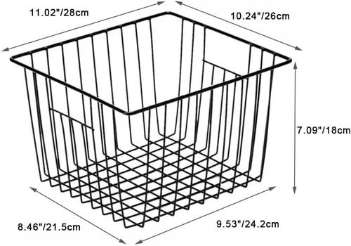 Miniatura 8 de SANNO Cestas de almacenamiento de alambre para congelador, cestas de almacenamiento de metal para el hogar, cesta organizadora para despensa, Negro