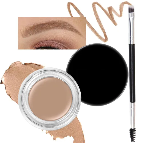 evpct - Kit de maquillaje de pomada en gel en polvo para cejas color rubio con cepillo de doble punta, kit de plantillas para cejas para mujeres,