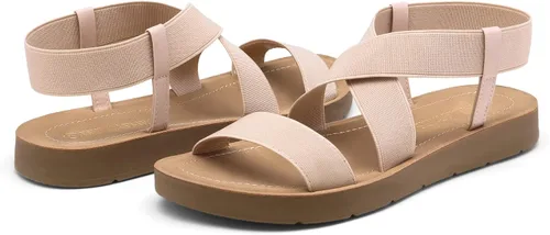 Miniatura 3 de DREAM PAIRS - Sandalias planas de verano con correa elástica al tobillo para mujer