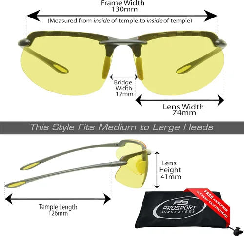 Miniatura 2 de proSPORT Visión nocturna antideslumbrante lente amarilla gafas de sol conducción hombres mujeres aviador metal plástico Marcos Marco gris Turismo