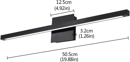 Miniatura 5 de Aplique de pared giratorio negro de 12 W con luz LED moderna para baño y espejo, luz blanca cálida, elegante barra de luz para baño, ideal