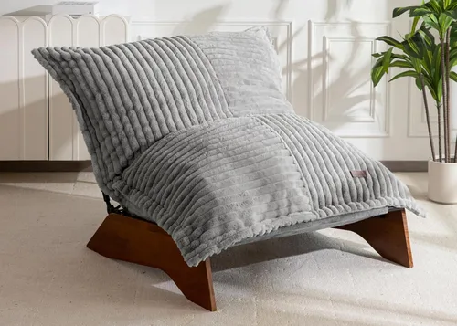 Miniatura 16 de MAXYOYO Silla ajustable para sala de estar, puf convertible y sillón reclinable con marco, cojín extraíble, tela de burbujas, suave tapizado