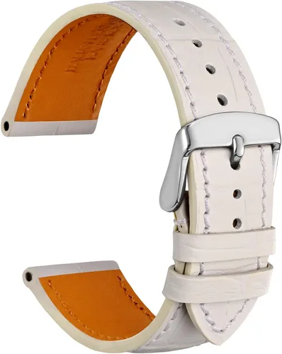Miniatura 18 de WOCCI - Correas para reloj de cuero italiano, grano de cocodrilo en relieve, elige color y ancho 14 mm 18 mm 19 mm 20 mm 21 mm 22 mm, Negro
