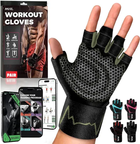 Miniatura 11 de MhIL Guantes de entrenamiento para hombres – Guantes de gimnasio cómodos para hombres con agarre mejorado para seguridad y protección de las manos