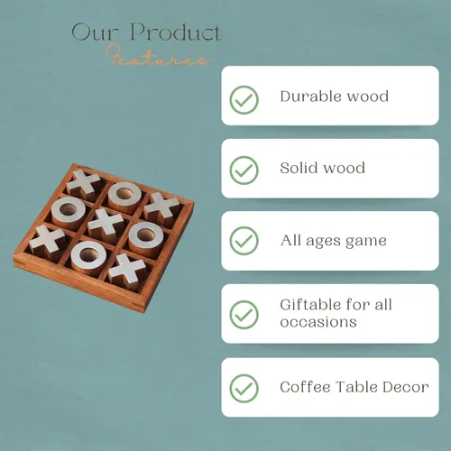 Miniatura 7 de T one juego de madera Tic Tac Toe juegos de mesa para adultos Juegos Familiares Divertidos de Mesa para Decoración de Sala de Estar
