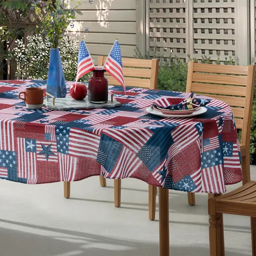 Miniatura 5 de Newbridge Servilletas de tela con bandera patriótica roja, blanca y azul, juego de 8 Americana, Interior Exterior, Resistente a las Manchas, Rojo