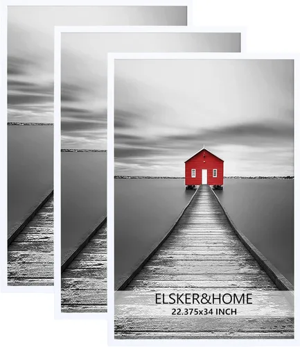 Miniatura 24 de ELSKER&HOME 18x24 Marco para Póster 3 Pack, Marco Plateado para Montaje Horizontal o Vertical en la Pared, Resistente y a Prueba de Arañazos