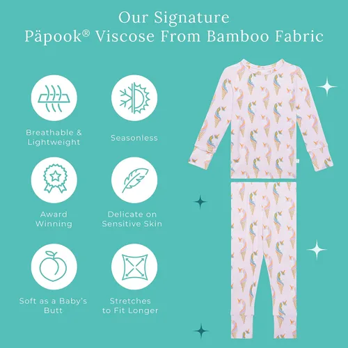 Miniatura 45 de Posh Peanut Pijamas para niñas, suaves, de viscosa de bambú para niños, pijamas a juego de manga larga para niñas