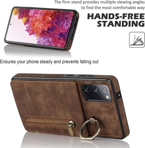 Miniatura 5 de Asuwish Funda de teléfono para Samsung Galaxy S20 FE 5G de 6.5 pulgadas con protector de pantalla y tarjetero RFID, soporte para celda S 20 EF UW