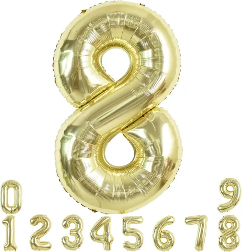 Miniatura 135 de TONIFUL 40 Inch Pastel Blue Number 8 Foil Balloons Large Mylar Foil Digital 8 Balloons for 8th Birthday, Gender Neutral Party, Baby Shower, Oro rosa
