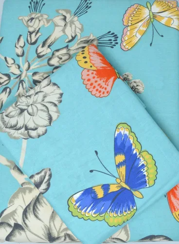 Miniatura 5 de Tache - Funda de edredón floral colorida color aguamarina, Mariposa de las Maravillas - Lujoso algodón reversible con cremallera y lazos