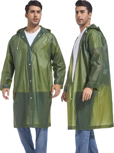 Miniatura 63 de 2 abrigos de lluvia de Borogo para adultos, chaquetas de lluvia reutilizables para hombres y mujeres