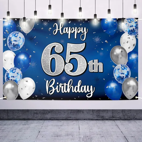 Miniatura 79 de Decoraciones de Feliz 11º Cumpleaños, Globo Azul y Plateado Grande Pancarta de Fondo de Cumpleaños, Brindemos por Once Años Suministros de Fiesta