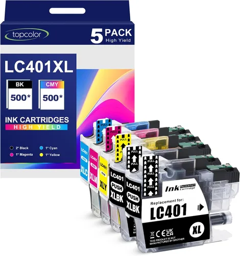 Miniatura 9 de LC401XL - Cartuchos de tinta de alto rendimiento (paquete de 4), no compatibles con impresoras Brother LC-401XL LC401 XL MFC-J1010DW MFC-1012DW