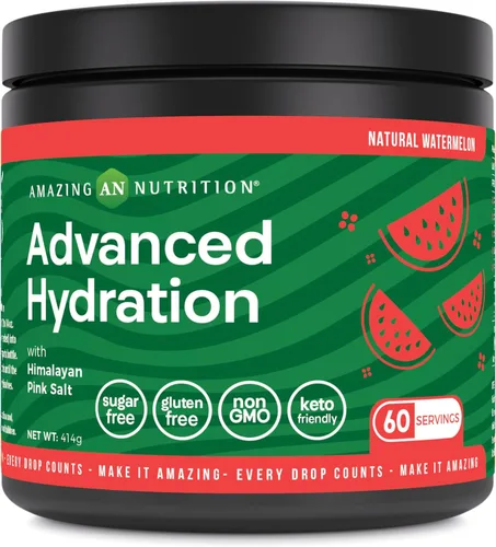 Miniatura 6 de Amazing Nutrition Hidratación avanzada, polvo de electrolitos, 30 porciones, empaquetado con minerales esenciales, sin azúcar, apto para dieta