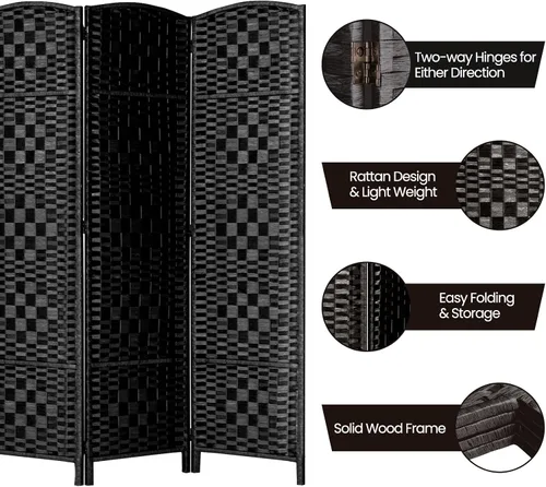 Miniatura 4 de Rose Home Fashion - Divisor de habitación, divisores de habitación de 6 pies de alto y pantallas de privacidad plegables, pantalla de privacidad