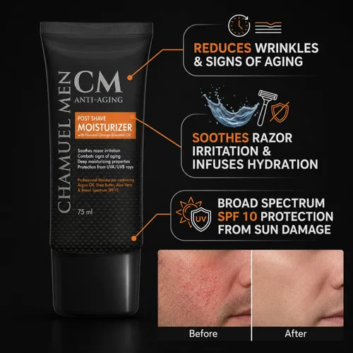 Miniatura 4 de Hidratante facial para hombre, antienvejecimiento, para después del afeitado, crema facial y loción para después del afeitado con argán, karité