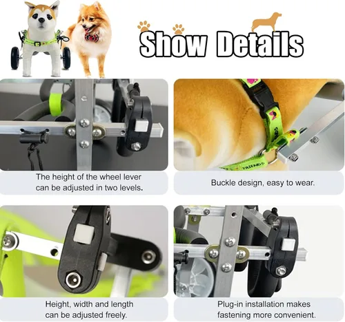 Miniatura 5 de All Terrain Dog Wheelchair for Back Legs, 2 Wheels Pet Mobility Aid for Doggie Activity Hip Support, Adjustable Dog Leg Brace, Light Weighta(Size XS