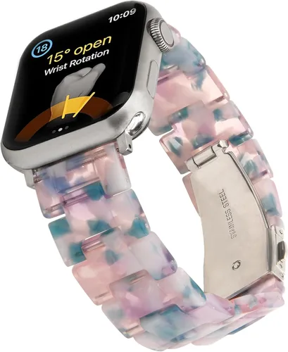 Miniatura 16 de Wongeto - Correa de resina compatible con Apple Watch Band (38mm 40mm) 1.496 pulgadas, 1.575 pulgadas, serie 5/4/3/2/1 para mujer y hombre con Rosa