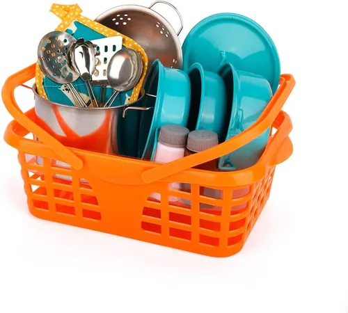 Miniatura 8 de Juego de accesorios de juguete de cocina para niños pequeños, juego de cocina para niñas y niños, incluye ollas y sartenes coloridas (verde)