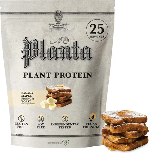 Ambrosia Planta - Polvo de proteína a base de plantas 20g | Polvo de proteína vegana sin lácteos con aminoácidos BCAA | Apto para dieta cetogénica,