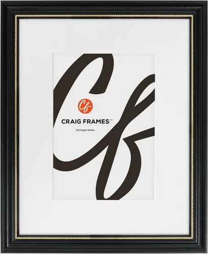 Craig Frames Marco de fotos de 8 x 10 pulgadas, madera de álamo victoriana negra y dorada, 0.75 pulgadas de ancho