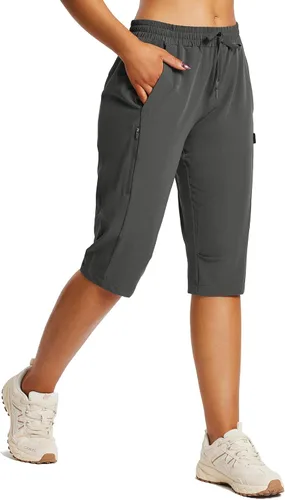 BALEAF Pantalones cortos de 15 pulgadas de largo para mujer, pantalones cortos capri por debajo de la rodilla, ligeros, de secado rápido, cintura