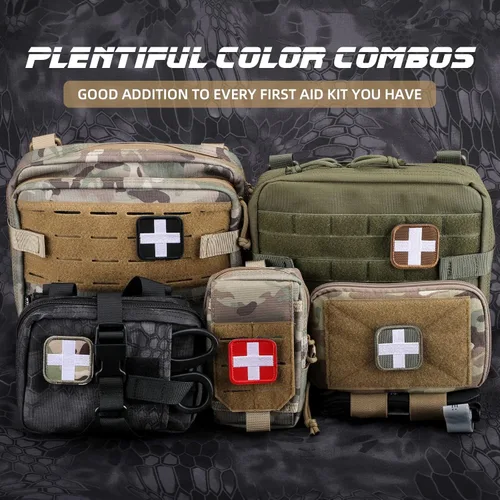 Miniatura 7 de LIVANS Medic Cross Morale Patch, parche médico blanco de primeros auxilios, parches tácticos de gancho y bucle EMT, 2 paquetes para mochilas Rojo