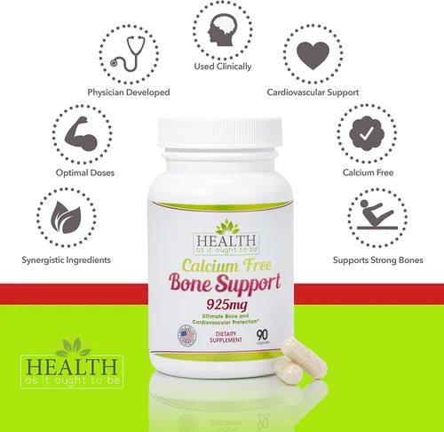 Miniatura 3 de Health As It Ought To Be Suplemento de apoyo óseo sin calcio Máxima protección ósea y cardiovascular 90 cápsulas