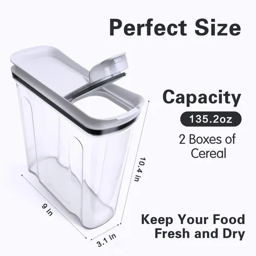 Miniatura 8 de Set de envases herméticos para cereales FreshKeeper, contenedor de almacenamiento de alimentos con tapa 4L/135.2oz, 2 piezas, envases de plástico