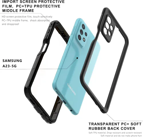 Miniatura 5 de Funda impermeable para Samsung Galaxy A23 5G, con protector de pantalla y cordón integrado, a prueba de polvo, a prueba de golpes, resistente