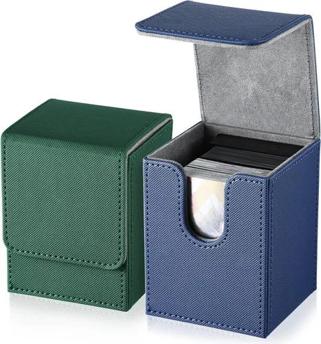 Miniatura 16 de Weewooday 2 cajas de cartas de cuero de gran tamaño para más de 100 cartas con funda para juego coleccionable, compatible con Mtg Tcg
