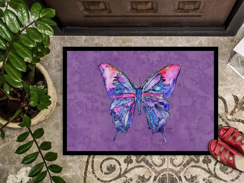 Miniatura 3 de Caroline's Treasures 8860MAT - Felpudo de mariposa sobre morado de 18 x 27 pulgadas, tapete para puerta delantera, para interiores y exteriores