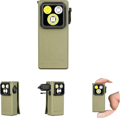 OLIGHT Oclip Ultra EDC - Linterna con clip EDC, 530 lúmenes recargable con carga tipo C, combina luz de inundación, foco y UV, luces magnéticas