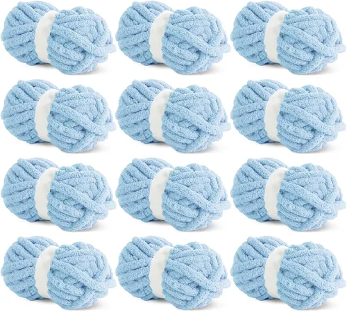 Miniatura 47 de HOMBYS Hilo de Chenille Grueso Carbón para Crochet, Hilo Grueso Espeso y Esponjoso para Tejer, Hilo Súper Grueso para Tejer Mantas a Mano, Hilo