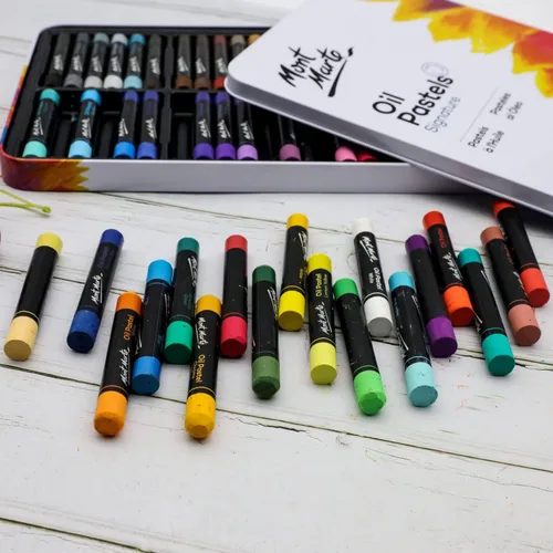 Miniatura 3 de Mont Marte Pasteles al óleo en caja de metal Signature 48 piezas, 48 colores surtidos, juego de pasteles al óleo vibrantes, excelente para mezclar