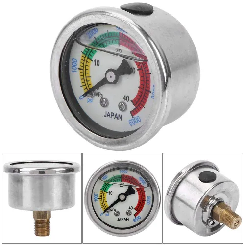 Miniatura 5 de Jadeshay Medidor de presión, 0-6000PSI 0-40MPa Bomba de Aire Medidor de Presión de Doble Escala Lleno de Líquido para Equipo de Buceo Manómetro
