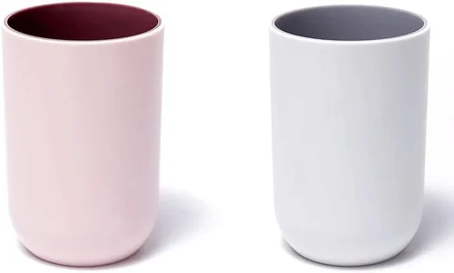 Miniatura 11 de Juego de 2 vasos irrompibles reutilizables para cepillos de dientes, vasos de plástico para cepillos de dientes, 10.1 fl oz/10.5 onzas, aptos