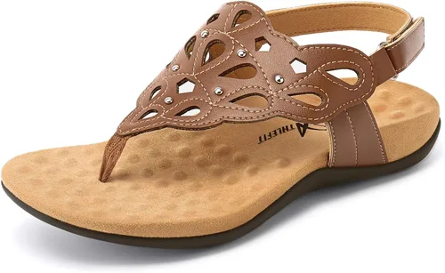 Miniatura 8 de Athlefit Sandalias ortopédicas para mujer, sandalias ortopédicas ajustables de verano con soporte de arco