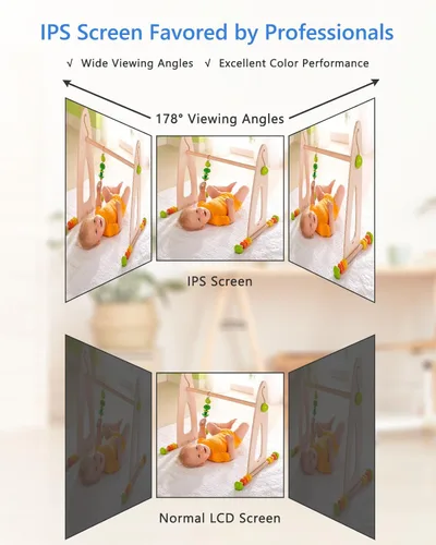 Miniatura 3 de HelloBaby Monitor de bebé de video IPS de 4 pulgadas con cámara, sin WiFi, batería de 26 horas, visión nocturna, audio de 2 vías, PTZ remoto
