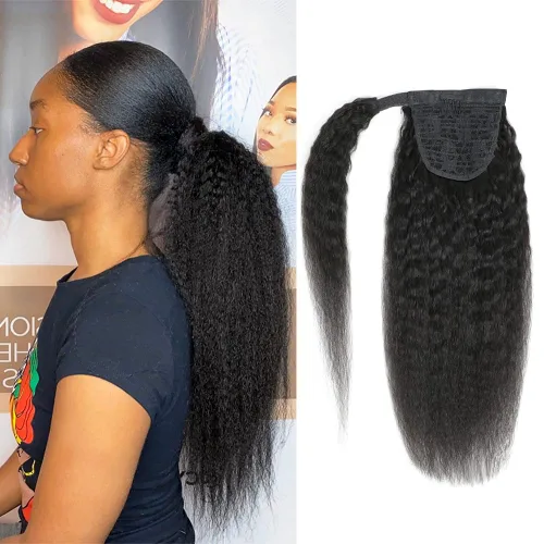 Miniatura 11 de Adette Colas de caballo rizadas de 12 pulgadas, extensiones de cabello humano con cordón, extensiones de cabello rizado con clip en cola de caballo