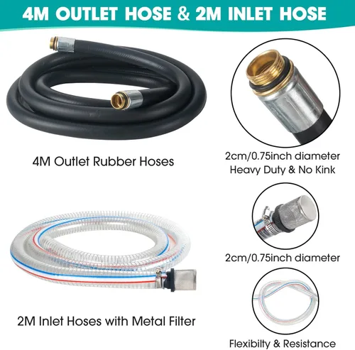 Miniatura 4 de AIGMISON Bomba de transferencia de diésel 12V 260W con manguera de apagado automático, kit de bomba extractora de transferencia de combustible