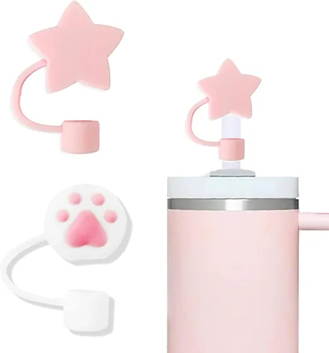 Miniatura 14 de 6 fundas de popote compatibles con vasos Stanley de 40/30 onzas, reutilizables y bonitos protectores de tapas de silicona para popotes Stanleys