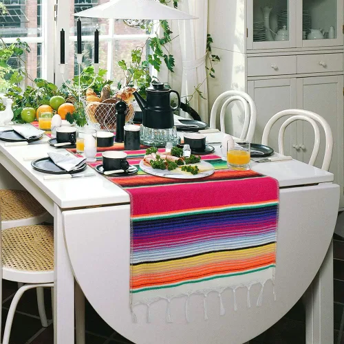 Miniatura 5 de Camino de mesa mexicano Serape de algodón para decoración de fiestas temáticas mexicanas, fiesta del Cinco de Mayo, baby shower, boda