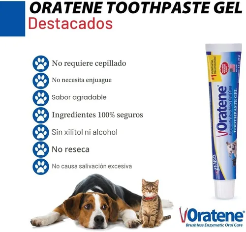 Miniatura 3 de Pet King Brands ZYMOX Oratene Gel de Pasta de Dientes Sin Cepillo para Perros y Gatos, 2.5oz