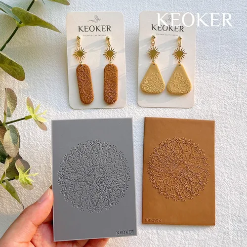 Miniatura 3 de KEOKER Juego de sábanas con textura de arcilla polimérica, moldes de aretes de arcilla para aretes, funciona con cortador de arcilla polimérica Boho1