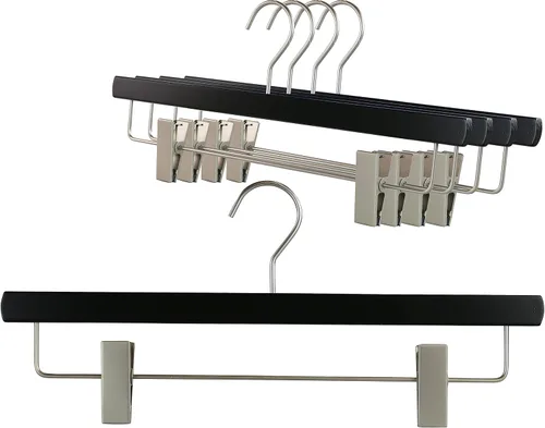 Miniatura 7 de MAWA by Reston Lloyd, Percha de madera europea, percha de madera de haya con clips ajustables para pantalones, gancho dorado giratorio, acabado