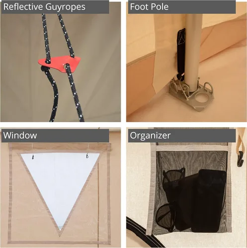 Miniatura 9 de WHITEDUCK Alpha - Tienda de campaña de pared de lona impermeable para 4 estaciones, para acampar y cazar, con marco de aluminio resistente y suelo