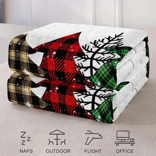 Miniatura 5 de LUVIVIHOME Manta de Navidad, árbol de Navidad, invierno, vacaciones, lana de franela suave y ligera para sofá, 30 x 40 pulgadas (bebé), marrón