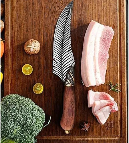 Miniatura 8 de Dream Reach Cuchillo de deshuesar vikingo de plumas, cuchillo vikingo profesional de 6 pulgadas, cuchillo de carne de espiga completa con caja